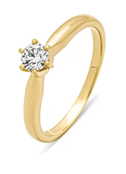Geelgouden ring, 0.25 ct diamant, Hearts & Arrows