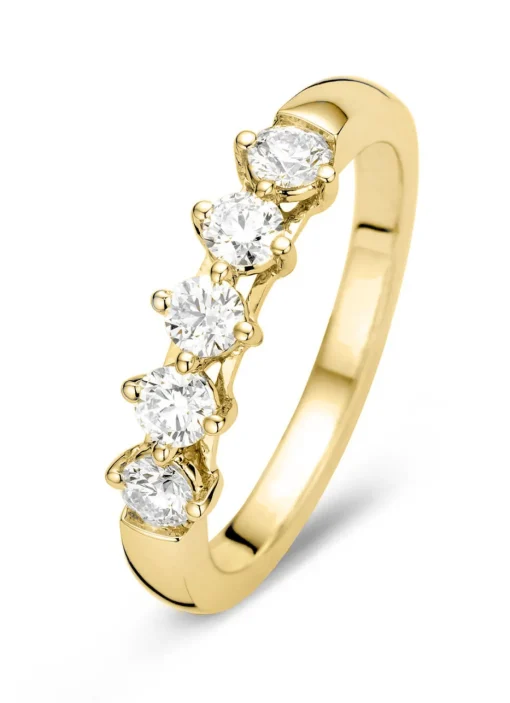 Geelgouden ring, 0.50 ct diamant, Hearts & Arrows