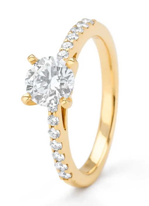 Geelgouden ring, 1.25 ct diamant, Solitair