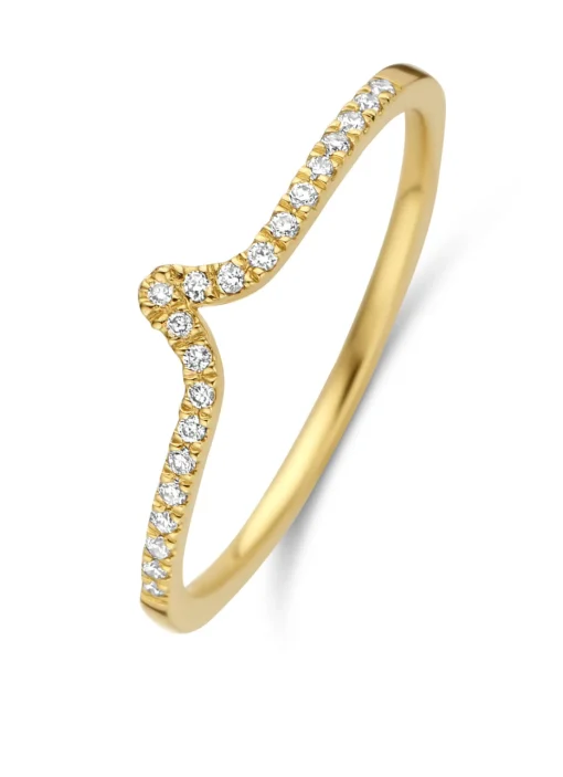 Geelgouden ring, 0.08 ct diamant, Cosmic