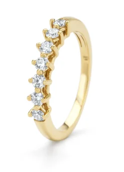 Geelgouden ring, 0.35 ct diamant, Hearts & Arrows
