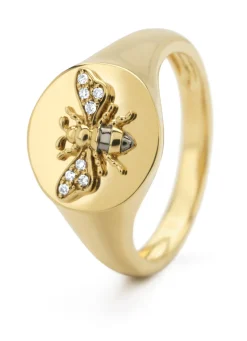Geelgouden ring, 0.03 ct diamant, Queen Bee