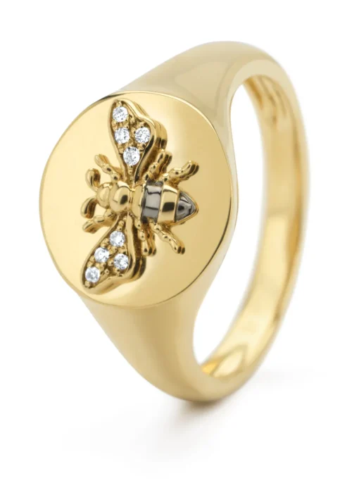 Geelgouden ring, 0.03 ct diamant, Queen Bee