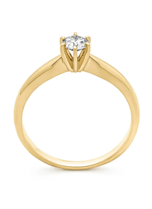 Geelgouden ring, 0.25 ct diamant, Hearts & Arrows
