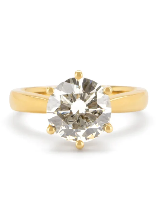 Geelgouden ring, 3.28 ct diamant, Solitair