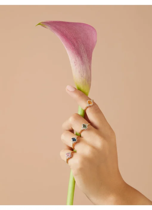 Geelgouden ring, 0.60 ct groene saffier, Eden