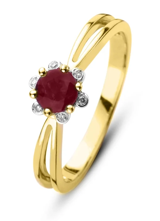 Geelgouden ring, 0.44 ct robijn, Empress