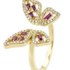 Geelgouden ring, 0.19 ct roze saffier, Butterfly Kisses