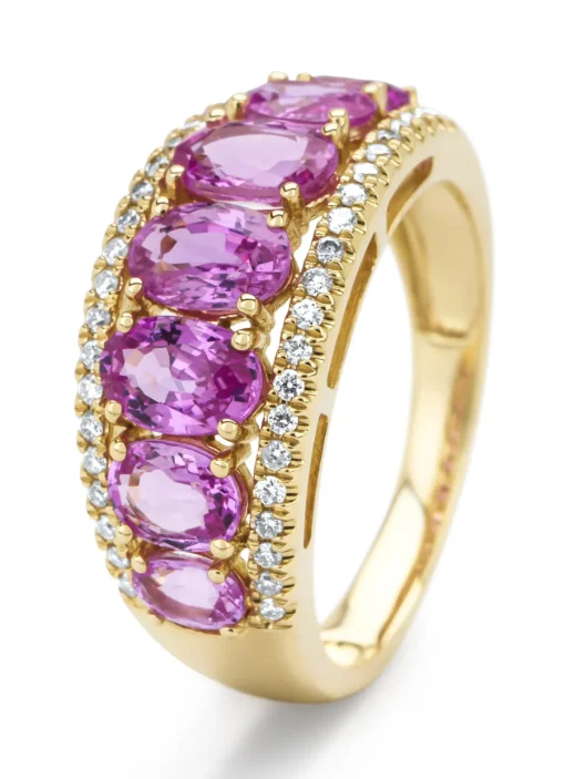 Geelgouden ring, 3.00 ct roze saffier, Eden