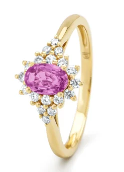 Geelgouden ring, 0.60 ct roze saffier, Eden