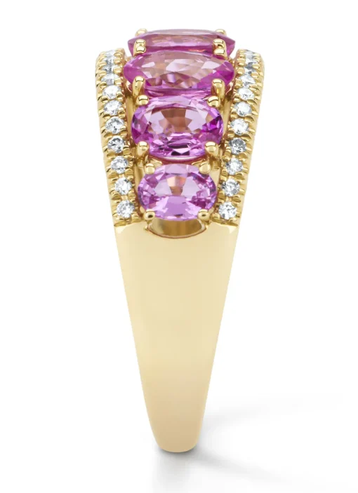 Geelgouden ring, 3.00 ct roze saffier, Eden