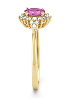 Geelgouden ring, 0.60 ct roze saffier, Eden
