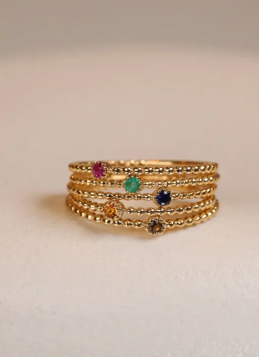 Geelgouden ring, 0.04 ct smaragd, Joy