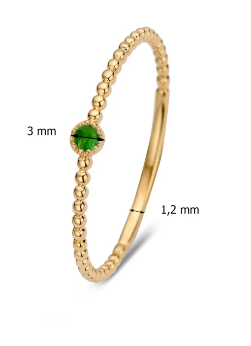 Geelgouden ring, 0.04 ct smaragd, Joy