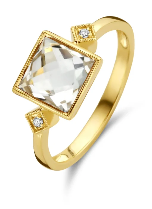 Geelgouden ring, 2.38 ct witte topaas, Philosophy