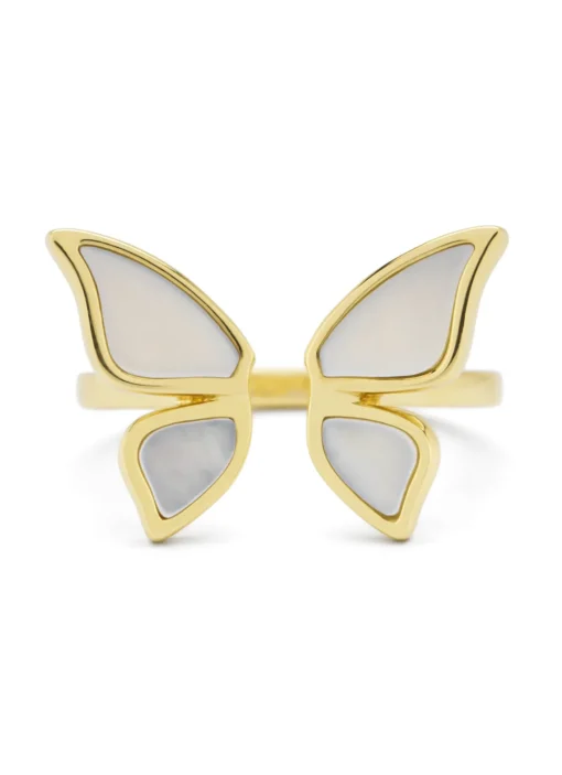 Geelgouden ring Butterfly Kisses