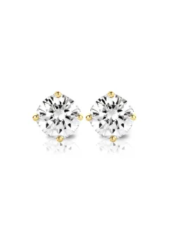 Geelgouden solitair oorstekers, 0.36 ct diamant, Groeibriljant