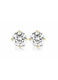 Geelgouden solitair oorstekers, 0.54 ct diamant, Groeibriljant