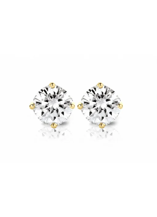 Geelgouden solitair oorstekers, 0.54 ct diamant, Groeibriljant