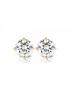 Geelgouden solitair oorstekers, 0.44 ct diamant, Groeibriljant