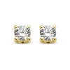 Geelgouden solitair oorstekers, 0.06 ct diamant, Groeibriljant