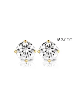 Geelgouden solitair oorstekers, 0.36 ct diamant, Groeibriljant