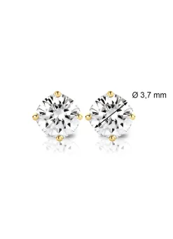 Geelgouden solitair oorstekers, 0.38 ct diamant, Groeibriljant