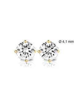 Geelgouden solitair oorstekers, 0.54 ct diamant, Groeibriljant