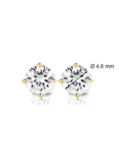 Geelgouden solitair oorstekers, 0.74 ct diamant, Groeibriljant
