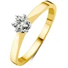 Geelgouden solitairring, 0.18 ct diamant, Groeibriljant