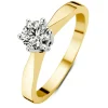Geelgouden solitairring, 0.42 ct diamant, Groeibriljant