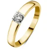 Geelgouden solitairring, 0.17 ct diamant, Groeibriljant