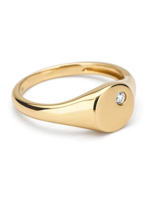 Geelgouden zegelring, 0.03 ct diamant, Timeless Treasures