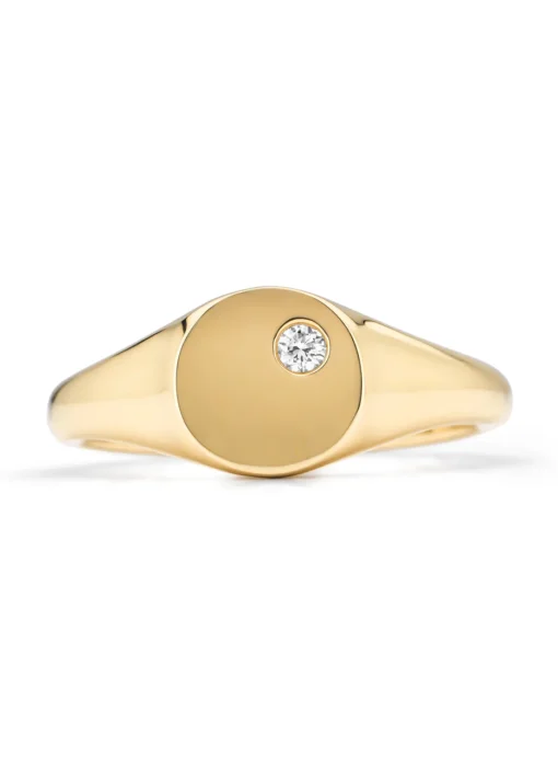 Geelgouden zegelring, 0.03 ct diamant, Timeless Treasures