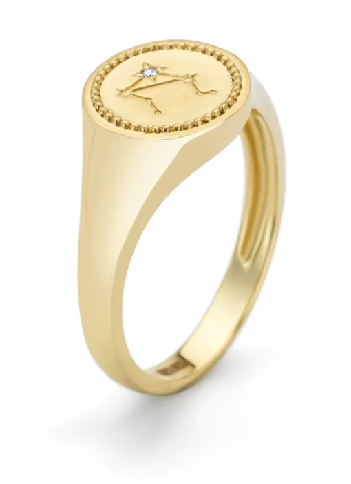 Geelgouden zegelring, Zodiac-Libra (Weegschaal)
