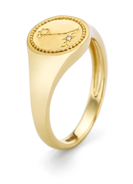 Geelgouden zegelring, Zodiac-Pisces (Vissen)