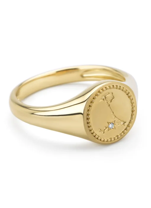 Geelgouden zegelring, Zodiac-Pisces (Vissen)