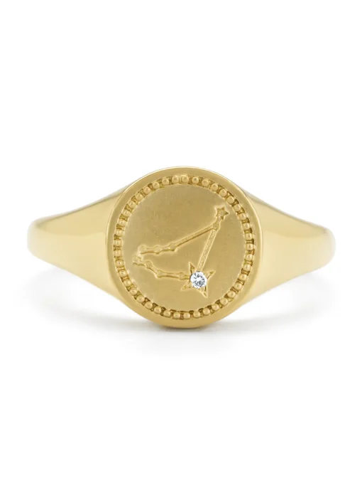 Geelgouden zegelring, Zodiac-Capricorn (Steenbok)