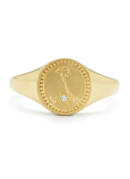 Geelgouden zegelring, Zodiac-Pisces (Vissen)
