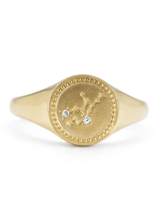 Geelgouden zegelring, Zodiac-Virgo (Maagd)
