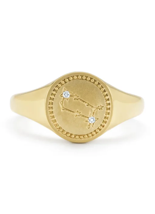 Geelgouden zegelring, Zodiac-Gemini (Tweeling)