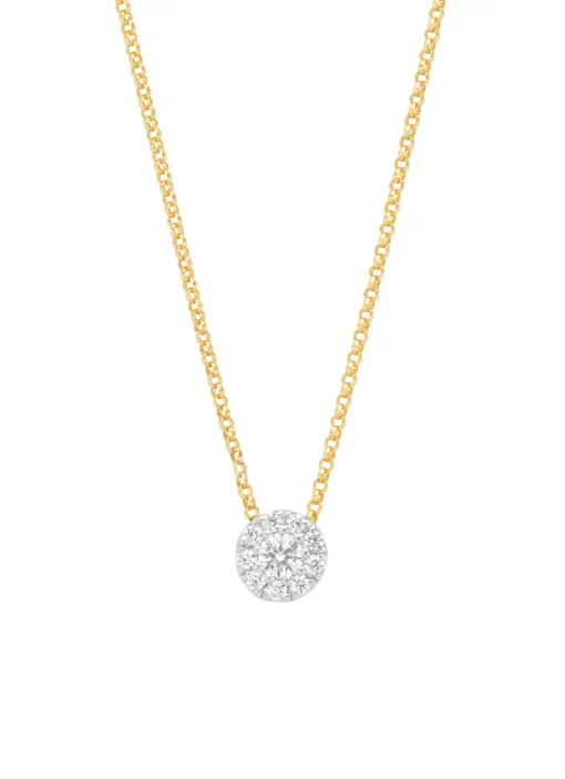 Gouden collier, 0.21 ct diamant, Hearts & Arrows