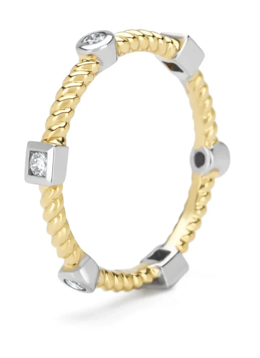 Gouden ring, 0.18 ct diamant, Ensemble