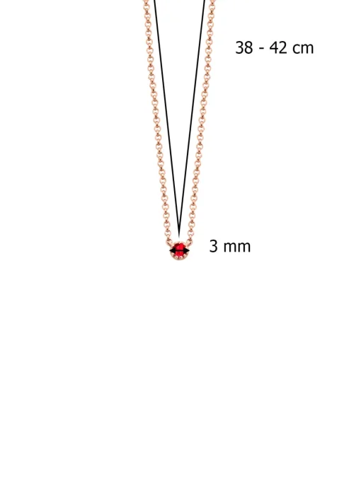 Roségouden collier, 0.05 ct robijn, Joy