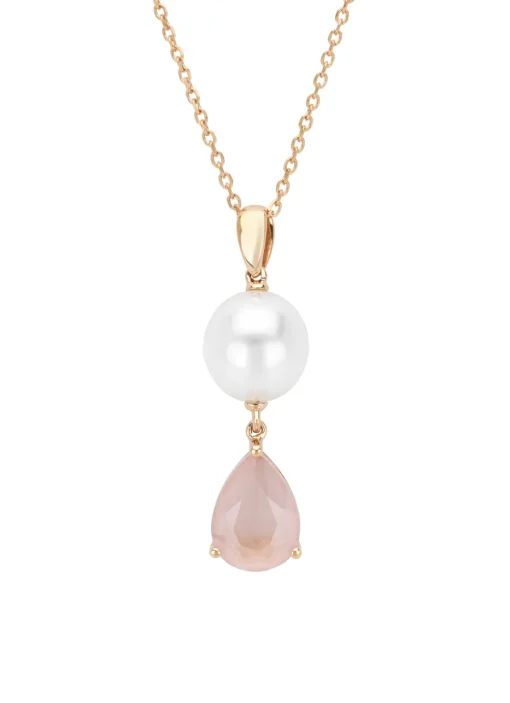 Roségouden hanger met collier, 1.11 ct roze kwarts, Rivièra