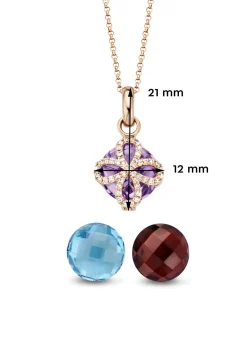 Roségouden hanger met collier, 5.85 ct granaat, Varié