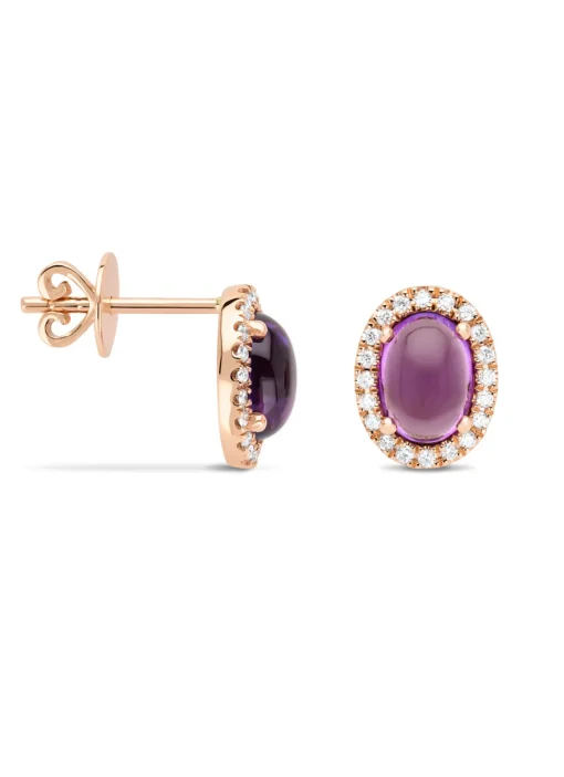 Roségouden oorsieraden, 1.55 ct paarse amethist, Little Drops