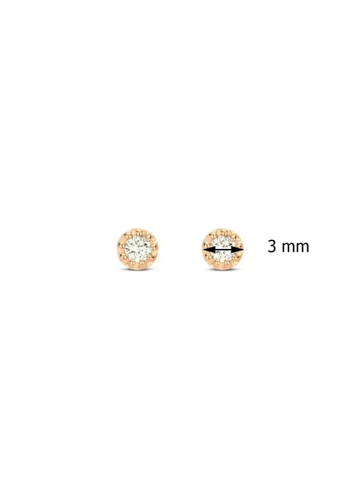 Roségouden oorsieraden, 0.06 ct diamant, Joy