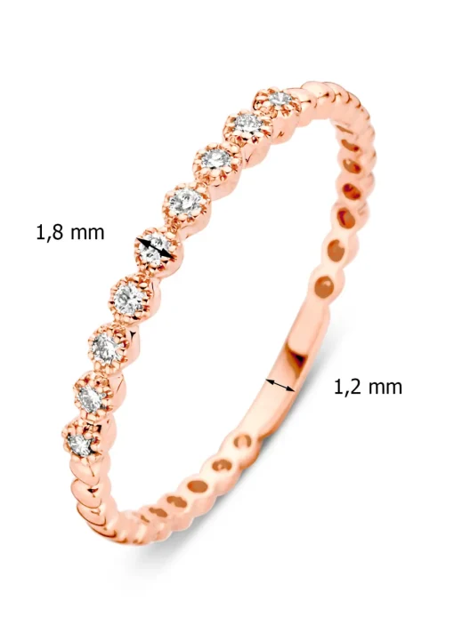 Roségouden ring, 0.09 ct diamant, Joy