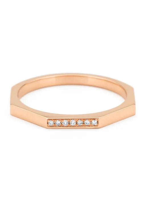 Roségouden ring, 0.03 ct diamant, Ensemble
